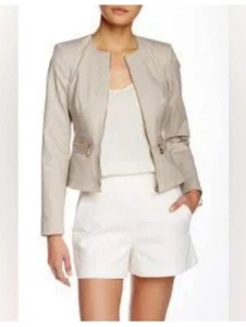 🍁 Calvin Klein CK Blazer Jacket Peplum Pockets Zipper 🧑🏻🎄 3-4 - Picture 1 of 12