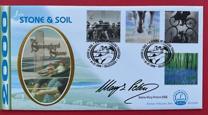 Benham 2000 stone and soil FDC signed Dame Mary Peters - Ltd Ed - Ref J23 - Imagen 1 de 3