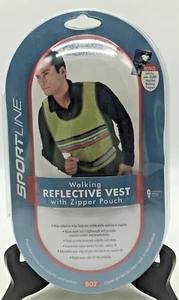 Sportline Walking Reflective Vest Zipper Pouch Constructions Yellow 802 Pocket - Picture 1 of 6