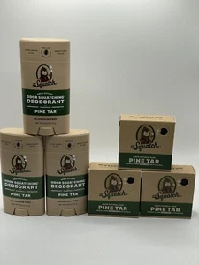6x Dr. Squatch Pine Tar Odor Squatching Deodorant 2.65 oz And Soap Bars 5oz Each - Picture 1 of 10