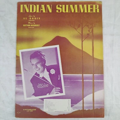 INDIAN SUMMER RARE 1939 ANTIQUE ORRIN TUCKER AL DUBIN VITOR HERBERT Sheet Music - Image 1 of 4
