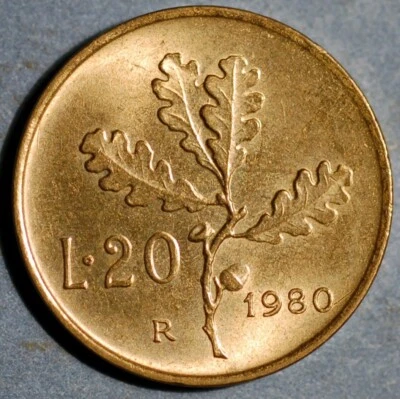 Italy 20 Lire 1980 KM# 97 - Image 1 of 2
