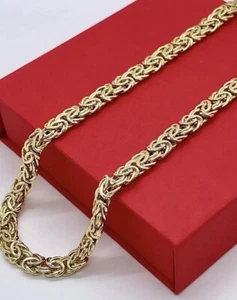 10k Gold Byzantine Chain Bracelet-Flat Byzantine-Byzantine Mens Chain 7mm 8.0in - Picture 1 of 9
