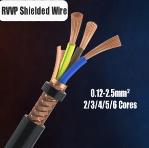 Pure Copper RVVP Shielded Cable 2/3/4/5/6 Cores Control Signal Cable 0.12-2.5mm² - Picture 1 of 12