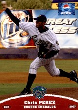2007 Eugene Emeralds Grandstand 23 Chris Perez Kings Park New York Baseball Card