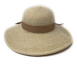 Packable Ribbon Crusher Sun Shade Beach Hat Wide Shapeable Brim UPF 50 with Bow - Picture 1 of 7