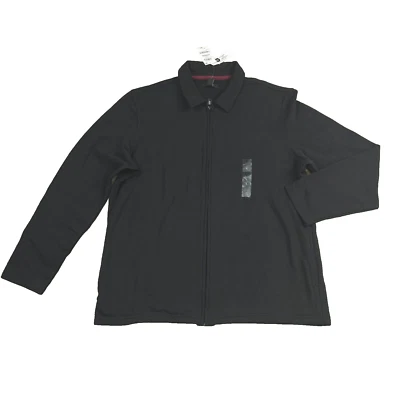 Alfani Zip-Front Harrington 夹克深黑色大号 — 第 1/4 张图片