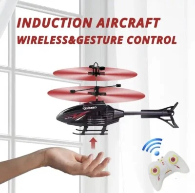 Mini RC Remote Helicopters 2 Channel Gesture Control Suspension Charging LED - Image 1 of 4