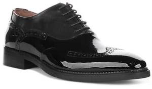 Justinreess England Harry Brushed Hi Leather Shoe Black Patent Mens UK 6 - 13 - Picture 1 of 6