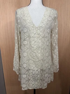 Johnny Was 4 Love & Liberty Ivory Embroidered Silk Top, Size Small - Picture 1 of 8