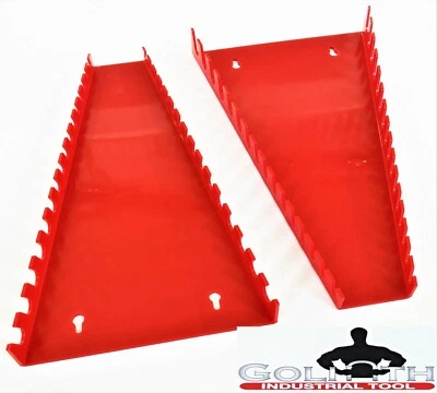 GOLIATH INDUSTRIAL TOOL 32 SLOT GOLIATH INDUSTRIAL MOUNTABLE WRENCH RACK HOLDER ORGANIZER TRAY SET RED