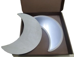 2pc Acrylic/Wood Half Moon Mirrors For Wall Decor Home 11"h x 5"thick - Picture 1 of 3