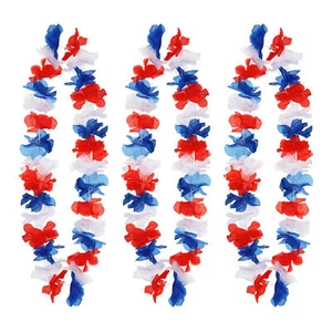 UNION JACK HAWAIIAN LEI FLOWER RED WHITE BLUE ROYAL PARTY FANCY DRESS LOT - Picture 1 of 12