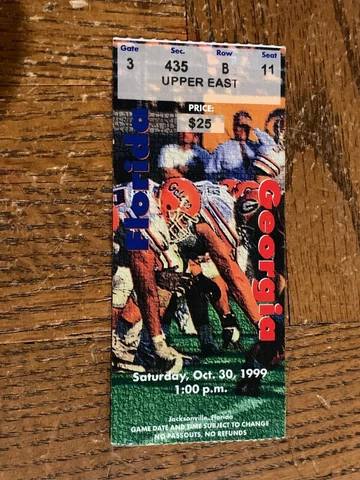 1999 Georgia Bulldogs v Florida Gators Football Ticket Patrick Pass McMichael Cover