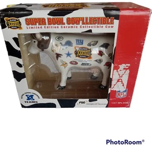 SUPER BOWL 38 XXXVIII 2004 NFL Cow'llectible ceramic cow figure PSG football - Picture 1 of 6