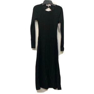 Velvet Torch Midi Dress Womens XS Black Ribbed Open Back - Picture 1 of 4