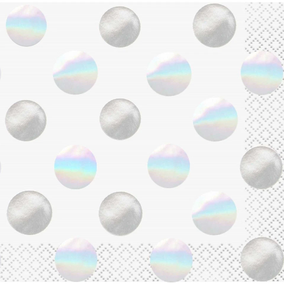 Shiny Iridescent Silver Foil Striped Small Napkins Serviettes 16 Party Wedding - image 1 of 1