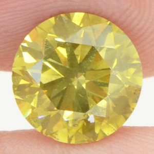 Loose Round Shape Diamond Fancy Yellow Color 2.51 Carat VS2 Certified Enhanced - Picture 1 of 10