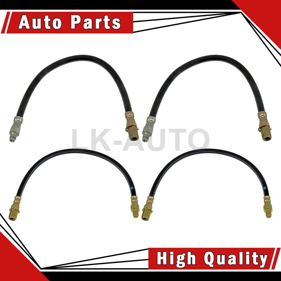 Linha de freio hidráulica de mangueira de freio dianteiro traseiro 4 compatível com Dodge D200 Pickup 3.7L 6.3L - Imagem 1 de 4