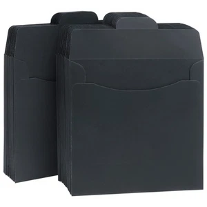 50 Pack Kraft Paper DVD Envelopes, Black Blank CD Paper Cardboard Storage Hol... - Picture 1 of 7