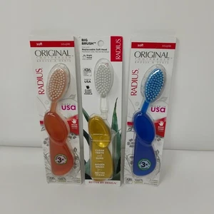 RADIUS Rechtshand ZAHNBÜRSTE Soft 2er Set + große Bürste mit austauschbarem Kopf - Bild 1 von 11