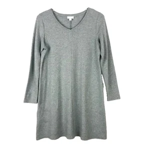 Pure Jill V-Neck Pima Cotton Blend Dress w/Pockets. Soft Grey Heather SZ LP L P - Picture 1 of 5