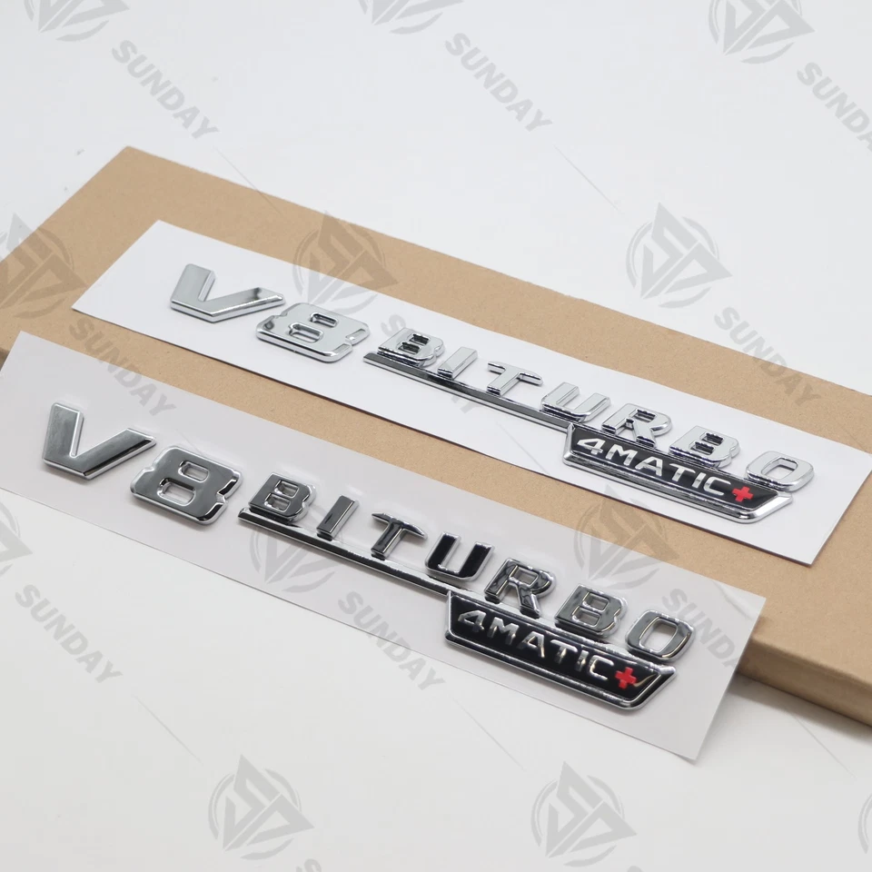 V8 BITURBO 4MATIC+ Fender Emblem Chrome For AMG Badge GT55 SL55 SL63 - Изображение 1 из 4
