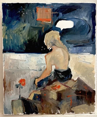 Surrealism Figure In Vast Landscape Oil On Canvas 20”x24” Original Signed Canvas - Image 1 of 3