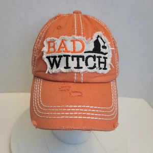 Bad Witch KBethos Strapback Factory Distressed Baseball Vintage Style Orange Hat - Picture 1 of 10