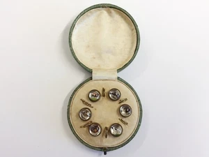 Antique Glass Intaglio Hunting Buttons In Fitted Case Circa 1920 - Picture 1 of 7