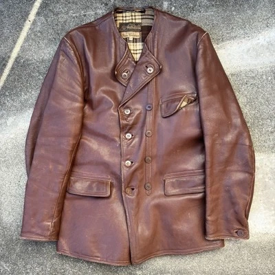 Настоящий винтажный 40-х L. Groll шведский козлиной кожи двубортный шерсти с подкладкой пальто 52 - Изображение 1 из 4