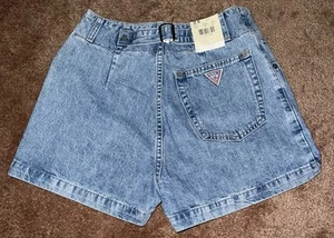 Vintage 90's Guess High-Waisted Jean Shorts Womens 28 Light Wash Button Fly USA - Picture 1 of 8