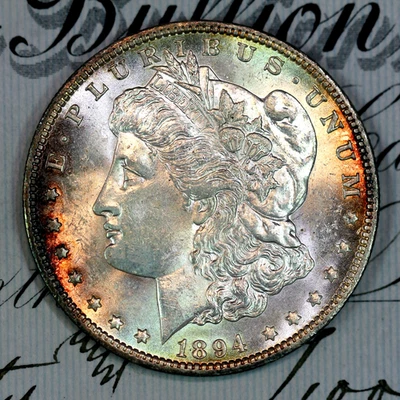 * 1894-O * SOLID+ GEM BU MS MORGAN SILVER DOLLAR * FROM ORIGINAL COLLECTION - Image 1 of 4
