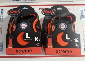 (2) FLEXI Xtreme Dog Leash Large Retractable 16' Tape Large Dogs up to 143 Lbs - Picture 1 of 3
