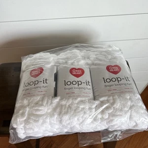 RED HEART LOOP-IT / Snow way White Color FINGER LOOPING FUN - YARN 3 Pack. - Picture 1 of 7
