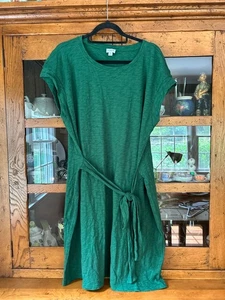 EUC J Crew Factory T-Shirt-Kleid Gr. 2X grün Taille zum Binden Flügelärmel Baumwolle 59 $ - Bild 1 von 11