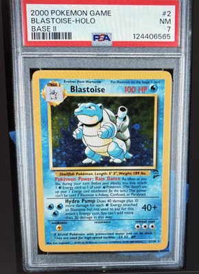 Pokémon Base II Blastoise Holo Card 002/130 PSA 7 - Image 1 of 3
