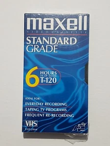 Maxell VHS Leer Videokassette Standard Grade T-120 6 Stunden EP Modus -NEU- - Bild 1 von 6