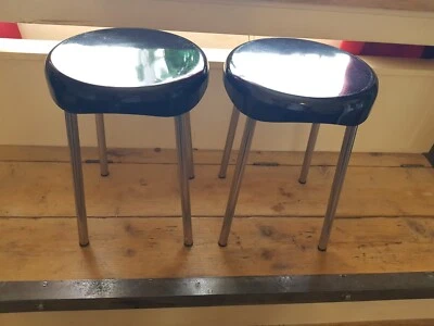Vintage 2X Stools By CONDOR MOD. DEP. Black and Chrome - Image 1 of 4