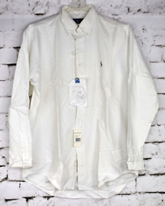 NEW Ralph Lauren Men's Vintage Oxford Classic Off White Long Sleeve Shirt Large