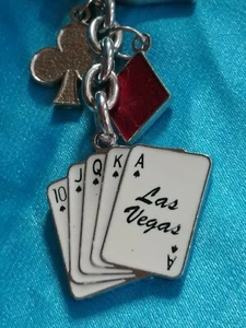 Vintage Welcome to Fabulous Las Vegas Nevada Cards Charm Keychain Key Chain Ring - Picture 1 of 12
