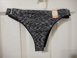Women's Flirtitude 2 Pack Thong Panties Black & White Size Large NEW  - Picture 1 of 2