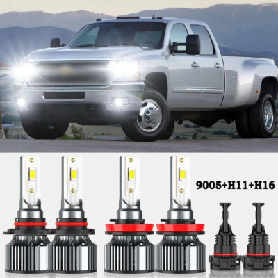 Para Chevrolet Silverado 1500 2007-2015 6X LED Faro Hi/Lo + Bombillas antiniebla Foto 1 de 4