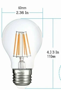 2 x 8W A60 E27 Warm White Filament LED Globe LED Bulb Chandelier Home Decoration - Picture 1 of 3