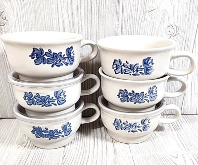 Pfaltzgraff USA Yorktowne Stoneware Blue & White Flat Cups  Set 6  (#3) - Image 1 of 4