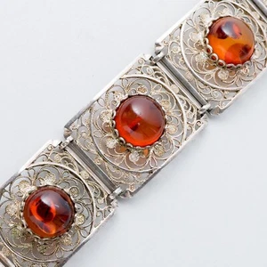 Silber Armband 835 Bernstein 19 cm 27,81 g - Picture 1 of 6