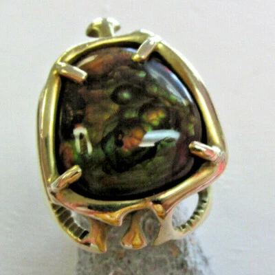 Precioso Anillo Estate Hecho a Medida Único Ágata de Fuego 14k Talla 10 HACER OFERTA Foto 1 de 4