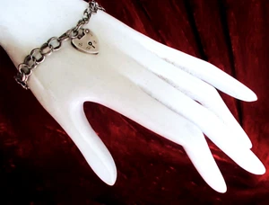 VINTAGE 1976 STERLING KLASSISCHES HERZSCHLOSS ARMBAND - LONDON, ENGLAND - Bild 1 von 4
