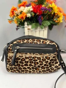 MAURIZIO TAIUTI Leopard Faux Fur with Leather Crossbody Bag - Picture 1 of 9