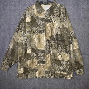 Oleg Cassini Shirt Jacket Men's Large Full Zip Vintage Flowy Lightwieght Color - Picture 1 of 6